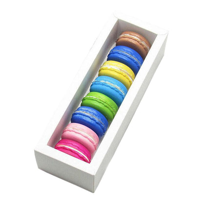 25Pcs White/Kraft Macaron Boxes 8/16 Hold Rectangular Favour Bomboniere Cookie - White 16 Hold