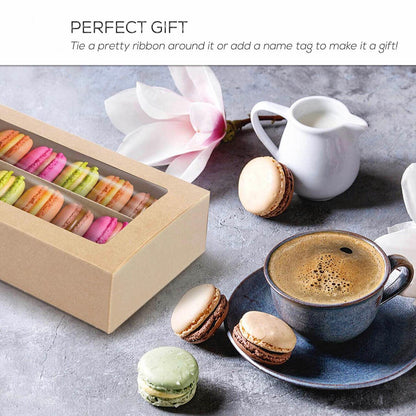 25Pcs White/Kraft Macaron Boxes 8/16 Hold Rectangular Favour Bomboniere Cookie - White 16 Hold