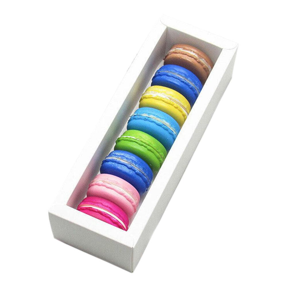 25Pcs White/Kraft Macaron Boxes 8/16 Hold Rectangular Favour Bomboniere Cookie - White 16 Hold