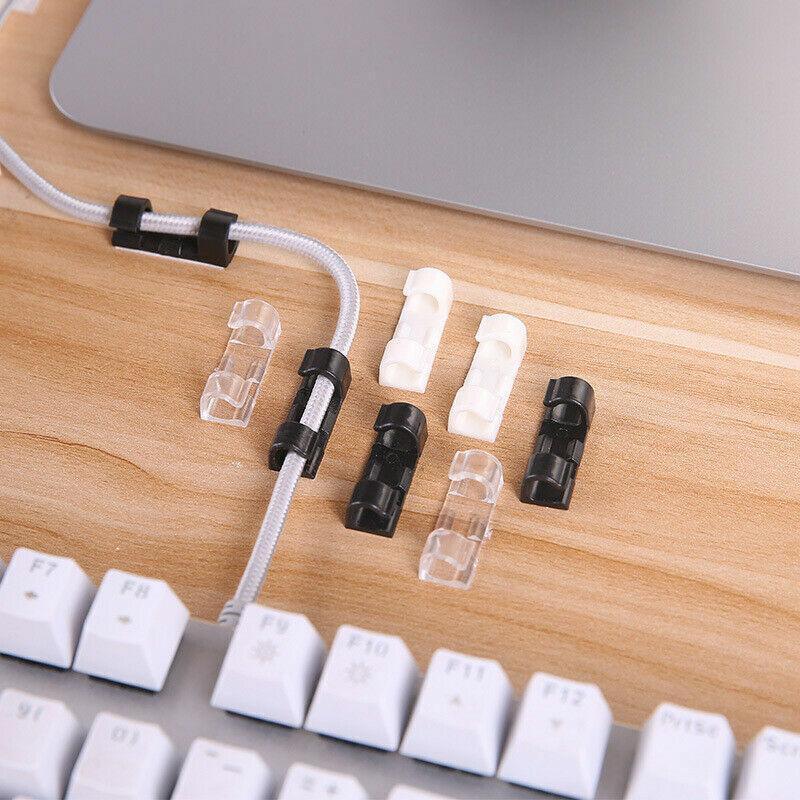 20PCS Cable Clips Management Holder Cord Wire Line Organizer Self-Adhesive M - M Size - Black x 20 PCS
