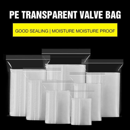 100PCS 100micron Bulk Clear Resealable PE Plastic Zip Bags - 15*22CM