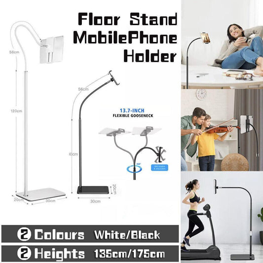 Adjustable Floor/Desk Stand Bed Lazy Mount Holder Arm Bracket For Phone Tablet - 6.5-9cm Black(Desk Stand)