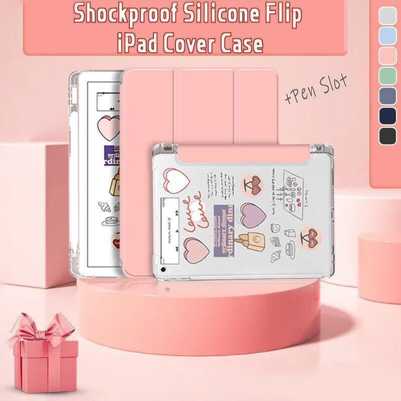 Shockproof Silicone iPad Air 4 Cover with Pencil Slot and Smart Wake - Lavender Grey