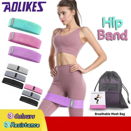 Aolikes Set 3 Resistance Booty Bands Hip Circle Loop Bands Workout Exercise - Set of 3 (Light Grey,Grey,Black) with Bag