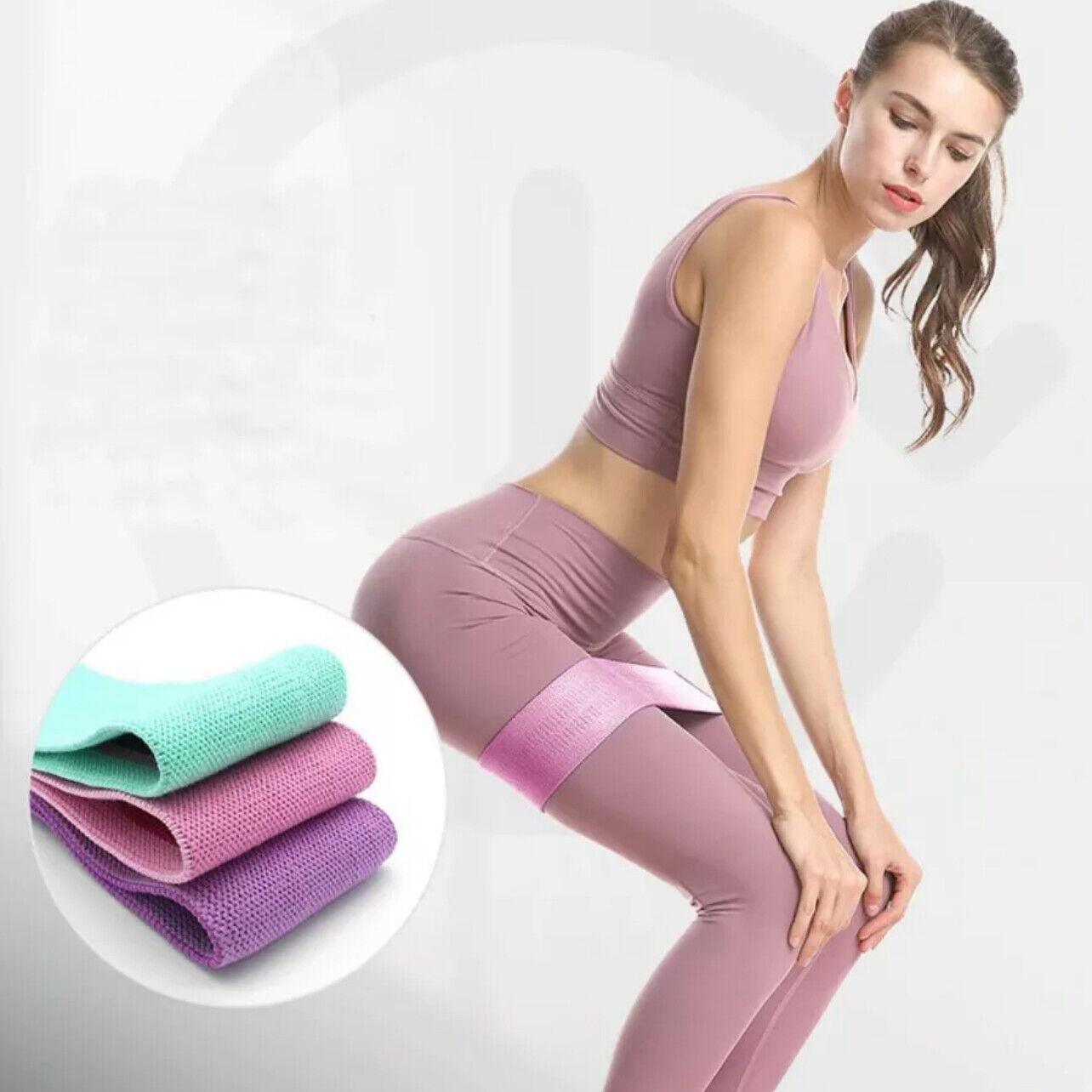 Aolikes Set 3 Resistance Booty Bands Hip Circle Loop Bands Workout Exercise - Set of 3 (Pink,Grey,Black) with Bag