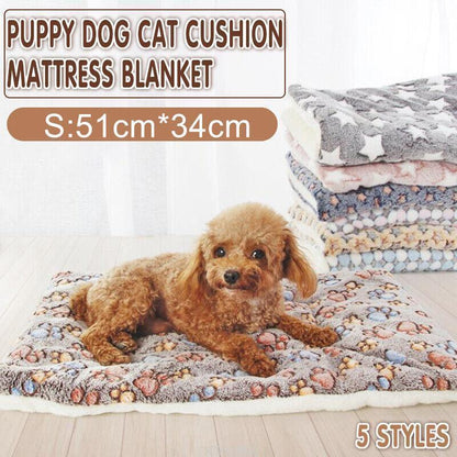 S Size Puppy Dog Cat Cushion Mattress Blanket Bed Soft Warm Pet Pad Winter Kennel House - Blue Brownstar