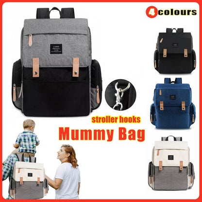Multifunctional Diaper Backpack Changing Bag Nappy Mummy Travel Organiser - Beige Grey