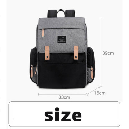 Multifunctional Diaper Backpack Changing Bag Nappy Mummy Travel Organiser - Beige Grey