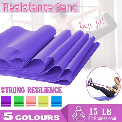 1.5m Elastic Yoga Stretch Resistance Bands Exercise Fitness Band Theraband - Pink