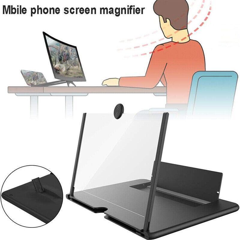 12" Folding Amplifier Stand Adjustable 3D Mobile Phone Screen Magnifier - White