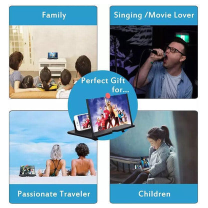 12" Folding Amplifier Stand Adjustable 3D Mobile Phone Screen Magnifier - White