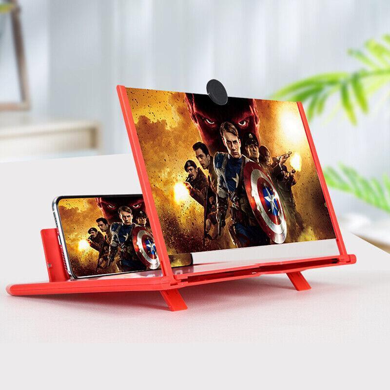 12" Folding Amplifier Stand Adjustable 3D Mobile Phone Screen Magnifier - White