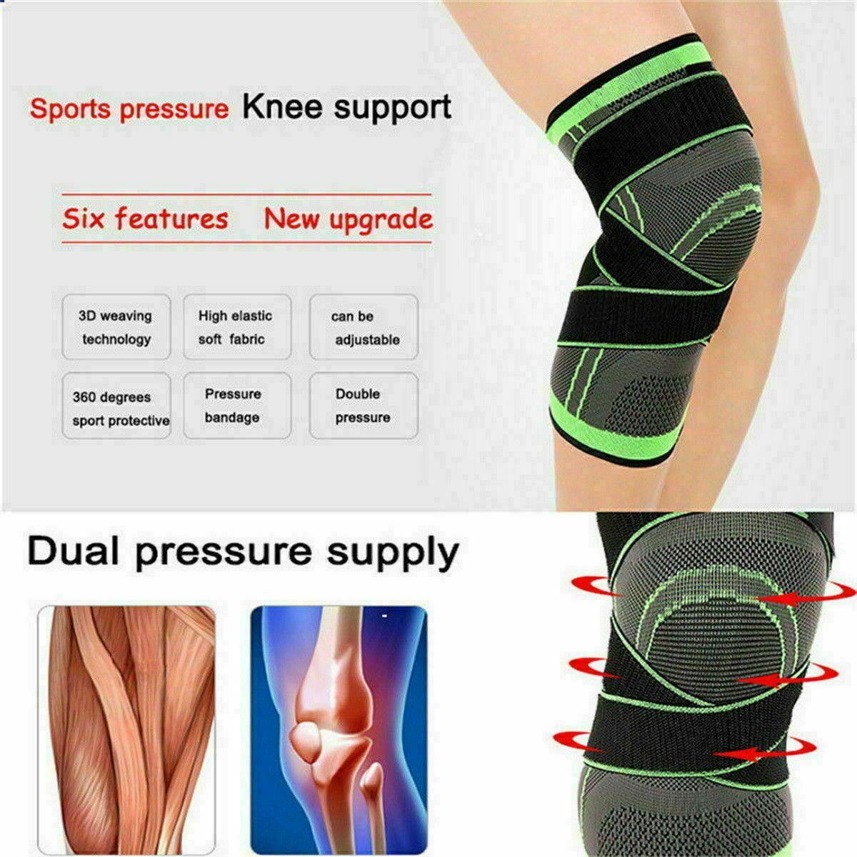 3D Weaving Knee Brace Breathable Sleeve Support Running Jogging Joint Pain Leg Black - Black-L