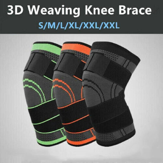 3D Weaving Knee Brace Breathable Sleeve Support Running Jogging Joint Pain Leg Black - Black-XXL