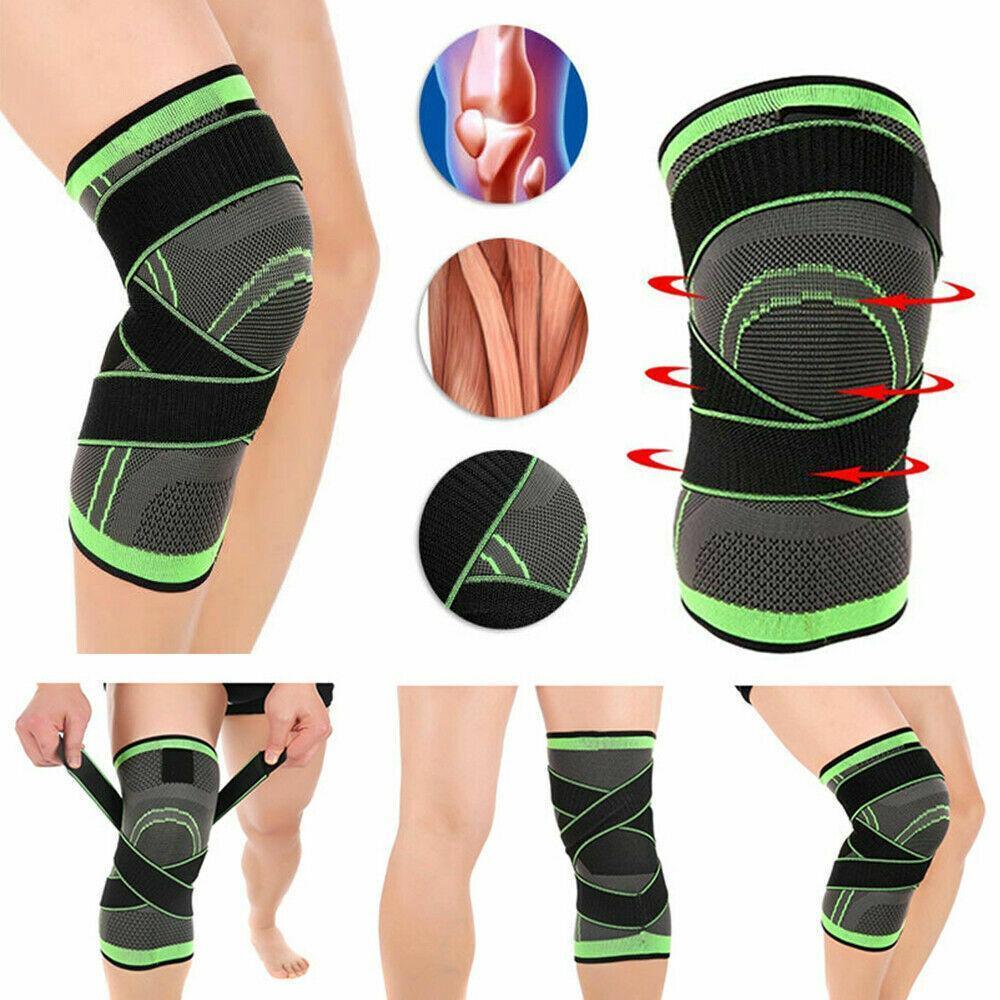 3D Weaving Knee Brace Breathable Sleeve Support Running Jogging Joint Pain Leg Green - Green-S