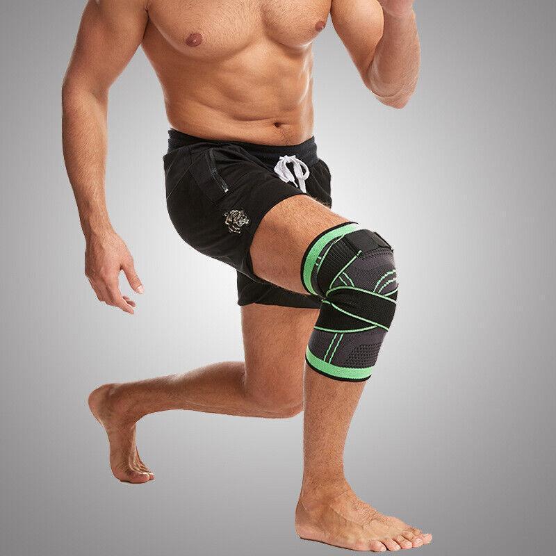 3D Weaving Knee Brace Breathable Sleeve Support Running Jogging Joint Pain Leg Green - Green-XXXL