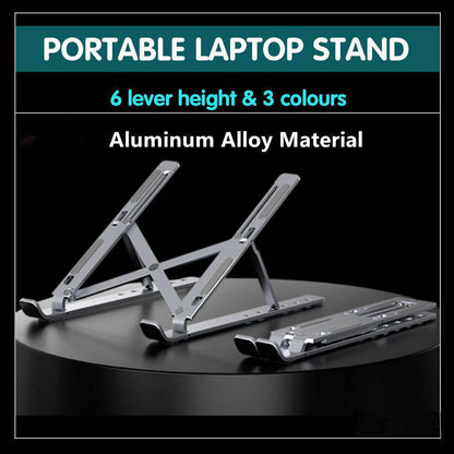 Adjustable Laptop Stand Portable Aluminum Alloy Desktop Holder for 11 to 17.3 Inch - Sliver