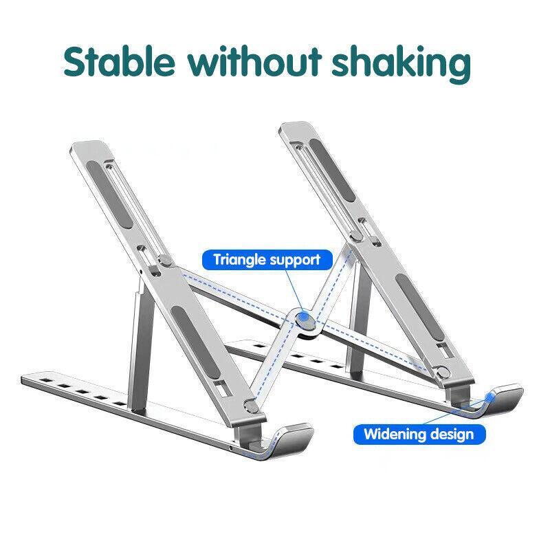 Adjustable Laptop Stand Portable Aluminum Alloy Desktop Holder for 11 to 17.3 Inch - Sliver