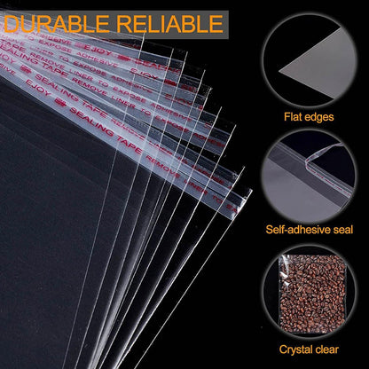 Multi-size Clear Self-Seal Cellophane Bags - Bulk Adhesive Opp - 30*44+4