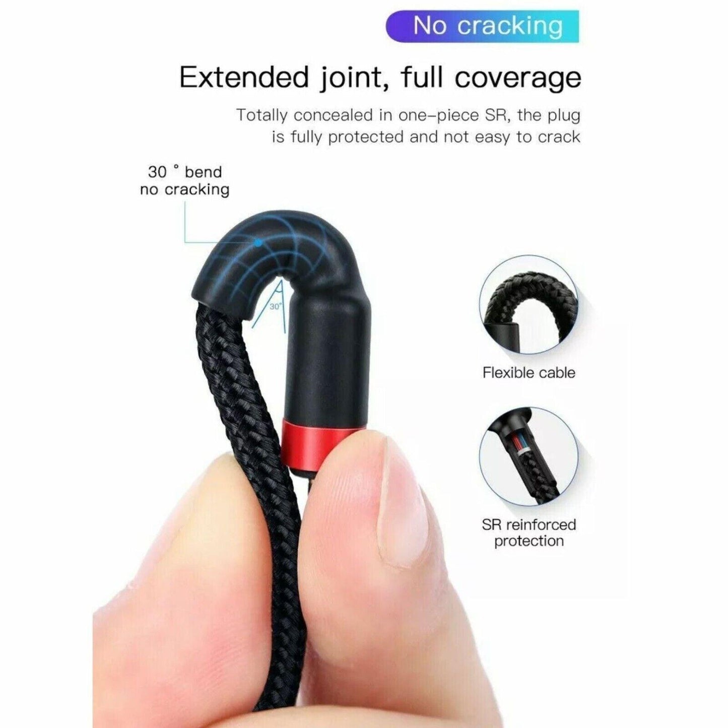 Grey Black Genuine BASEUS 2.4A USB to Lighting Charging Cable Cord for iPhone 13 12 Pro XS - 2 m