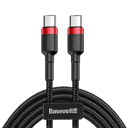 Red Black Baseus 60W 100W USB C to Type C Charger Cable PD Fast Charge For Samsung - 2m 100w