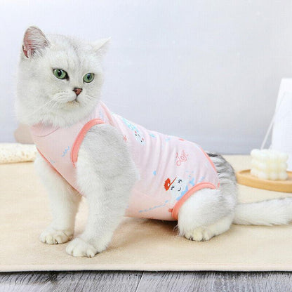 Pet Cat Postoperative Recovery Suit Pet Surgery Clothing Sterilization Weaning Pink - M(Bust: 38cm Length:27cm)