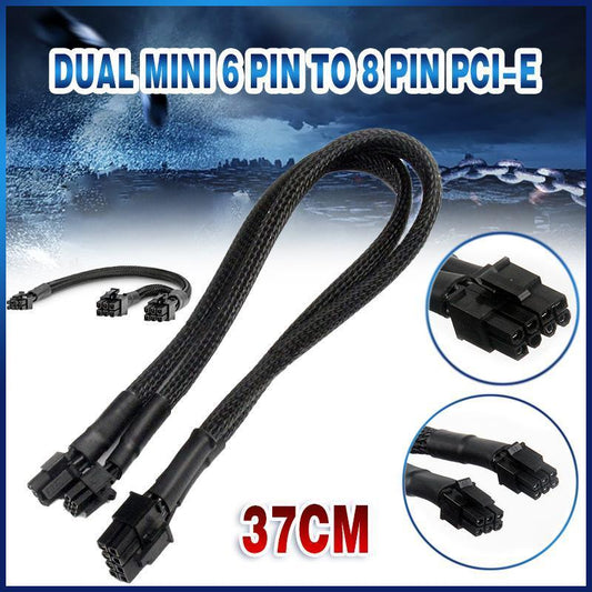 Dual Mini 6 Pin to 8 Pin PCI-E Video Card Power Cable Y Splitter 18AWG Mac Pro