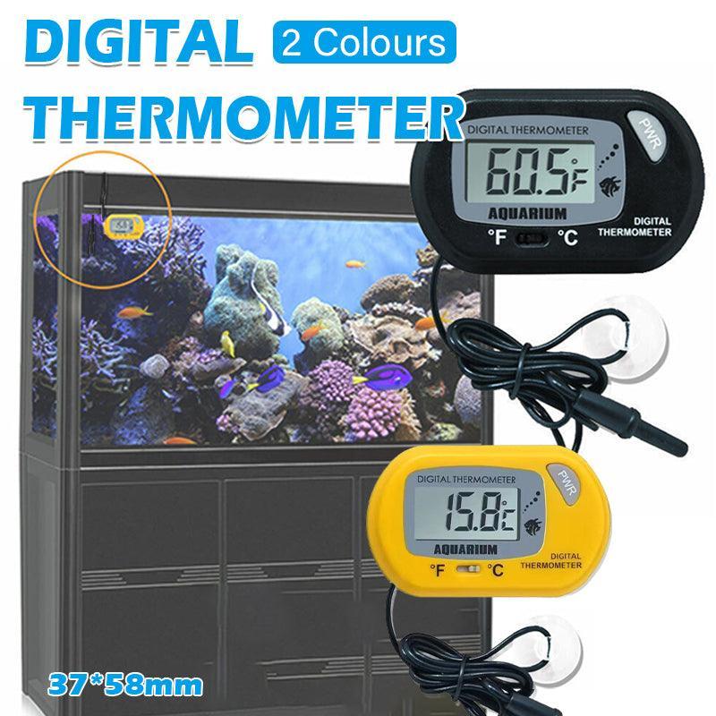 Aquarium Thermometer LCD Digital Aquarium Fish Tank Water Temperature Marine - Black