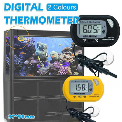 Aquarium Thermometer LCD Digital Aquarium Fish Tank Water Temperature Marine - Black