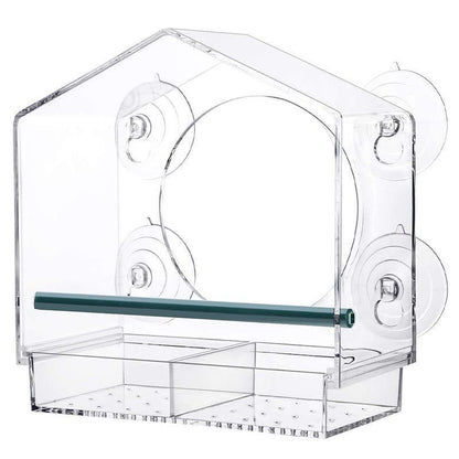 Clear Acrylic Window Bird Feeder with Strong Suction Cups and Removable Seed Tray
