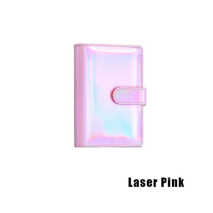 A6 Pu Leather Binder Pockets Cash Envelope Planner Notebooks - Laser Purple