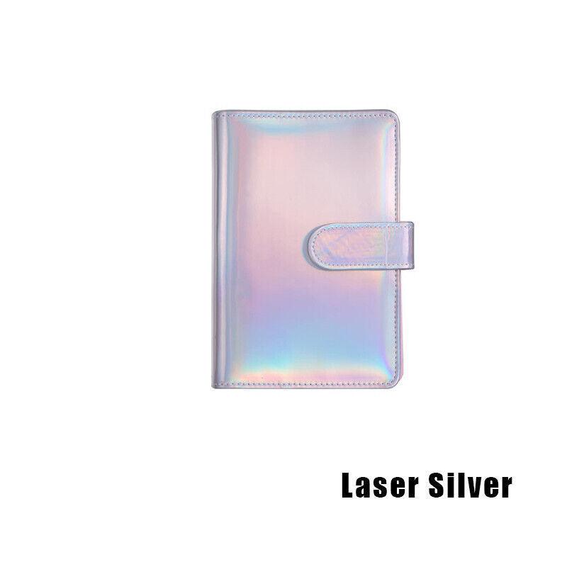 A6 Pu Leather Binder Pockets Cash Envelope Planner Notebooks - Laser Silver