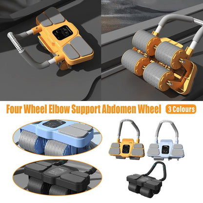 Four Wheel Abdominal Roller Automatic Rebound Ab Machine Home Fitness Equipment - Black