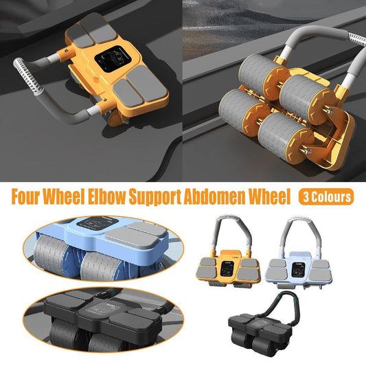 Four Wheel Abdominal Roller Automatic Rebound Ab Machine Home Fitness Equipment - Orange