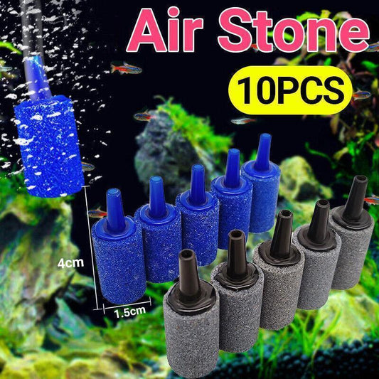 10Pcs Air Stone Aerator Diffusers for Aquarium Oxygen Bubbles - Black