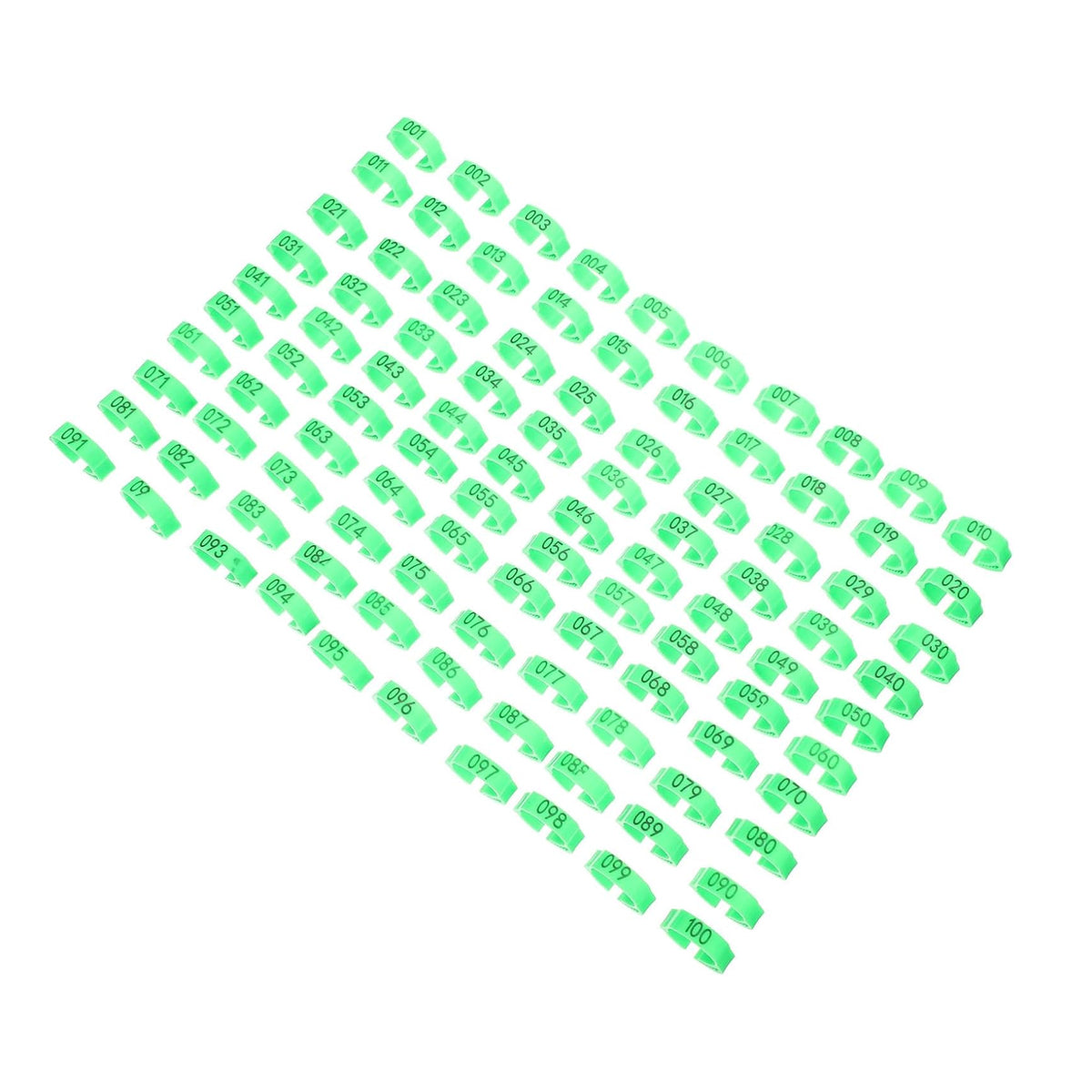 Chicken Duck Goose Leg Rings 100pcs Numbered Ankle Bands Bird ID Tags Farm Use - Green