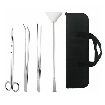 Stainless Steel Aquarium Tool Set Tweezers Scissors Spatula Kit 4 5 6PCS - 4PCS Tool + Bag