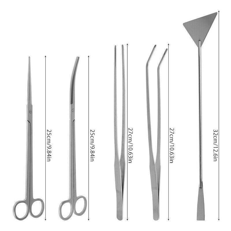 Stainless Steel Aquarium Tool Set Tweezers Scissors Spatula Kit 4 5 6PCS - 5PCS Tool + Bag