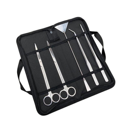 Stainless Steel Aquarium Tool Set Tweezers Scissors Spatula Kit 4 5 6PCS - Curved Scissors