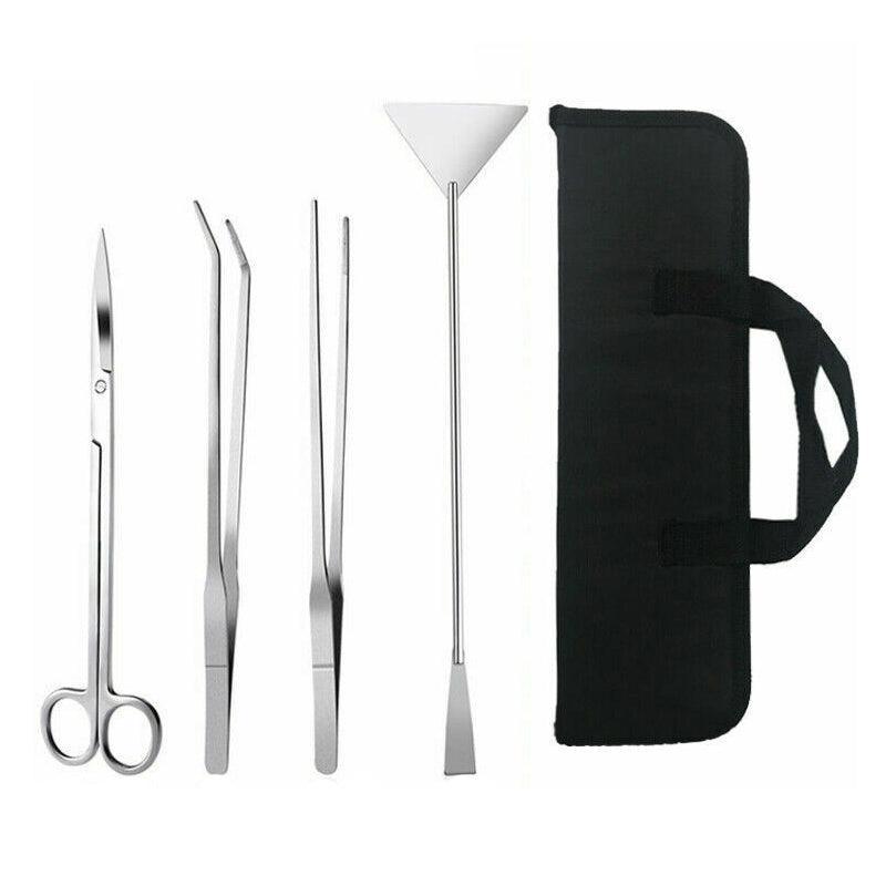 Stainless Steel Aquarium Tool Set Tweezers Scissors Spatula Kit 4 5 6PCS - Curved Scissors