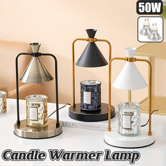 Retro Aromatherapy Table Lamp Dimmable Metal Scented Wax Lamp for Bedroom - White