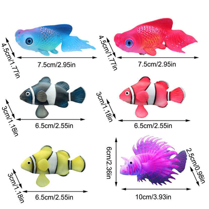 2PCS Artificial Betta Fish Aquarium Decorations Silicone Floating Moving Fish - Sky Blue Goldfish