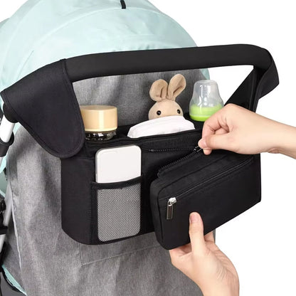 Universal Stroller Organizer Bag Trolley Storage with Multi Pockets and Cup Holders