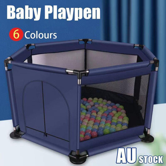 130cm Foldable Indoor Playpen Fence with Gate for Play Area or Rest Zone Setup - Red