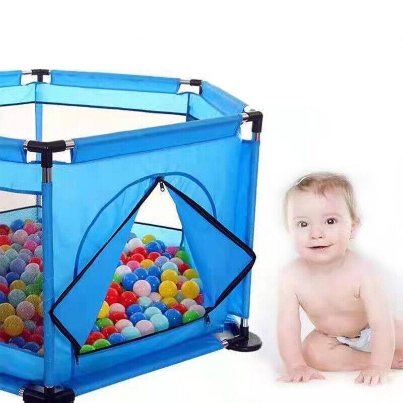 130cm Foldable Indoor Playpen Fence with Gate for Play Area or Rest Zone Setup - Red