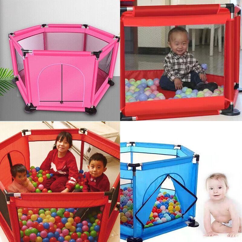 130cm Foldable Indoor Playpen Fence with Gate for Play Area or Rest Zone Setup - Red