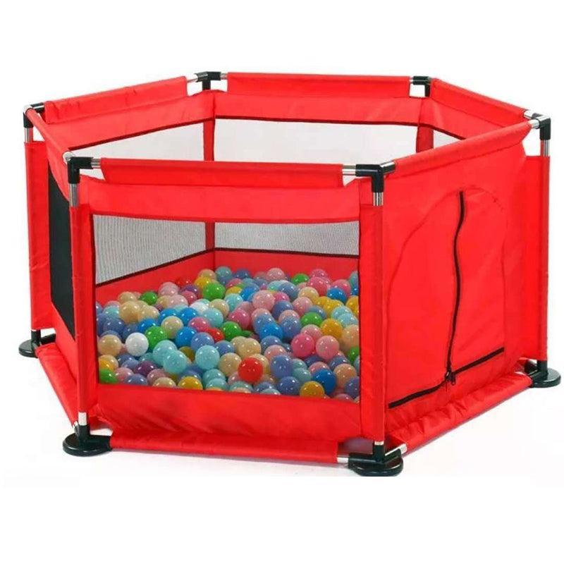 130cm Foldable Indoor Playpen Fence with Gate for Play Area or Rest Zone Setup - Red