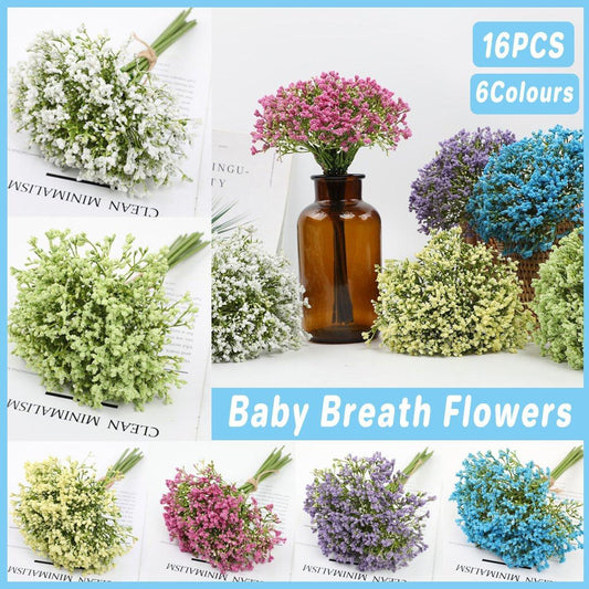 16pcs Artificial Foam Full Star Flowers Wedding Bouquet Home Decor Simulation - Blue