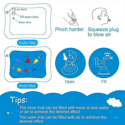 Portable Tummy Time Water Mat for Sensory Play and Motor Skill Practice