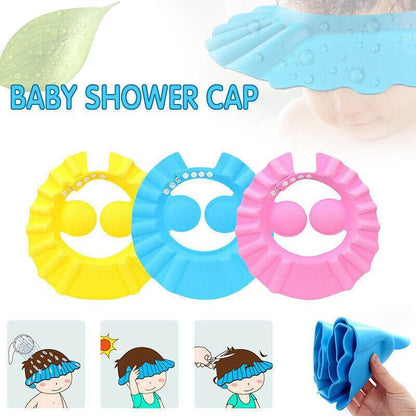 Adjustable Shampoo Shield Bath Hat with Ear Cover for Hair Washing Protection - Blue